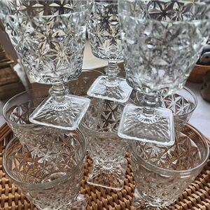 Vtg. Set Of 10 Discontinued Imperial Mt. Vernon Water Goblets Square Base
